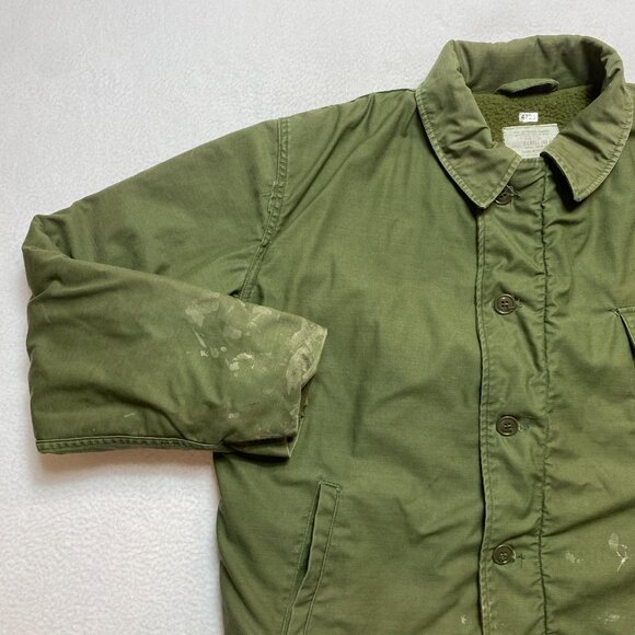 Vintage US Military A-1 Cold Weather Permeable Deck Jacket Men's XL Sherpa Lined - Picture 9 of 16